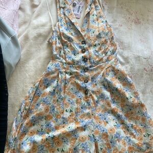 Floral Button-Down Sleeveless Romper